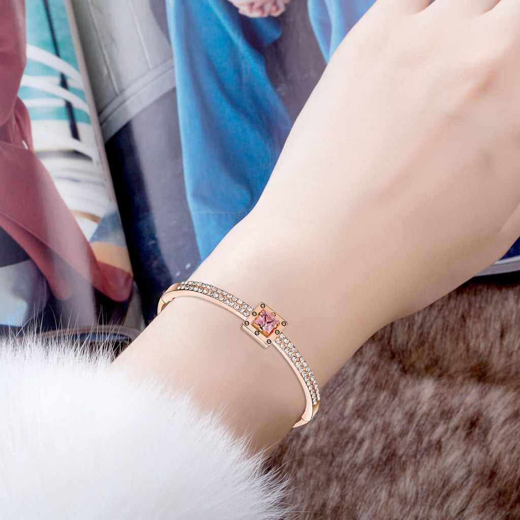 Fasion Jewelry Spiritual Guidance Bangle Bracelets for Women 18K Gold Plating Adjustable Bracelets with Crystal for Wife Girlfriend or Mothers,
