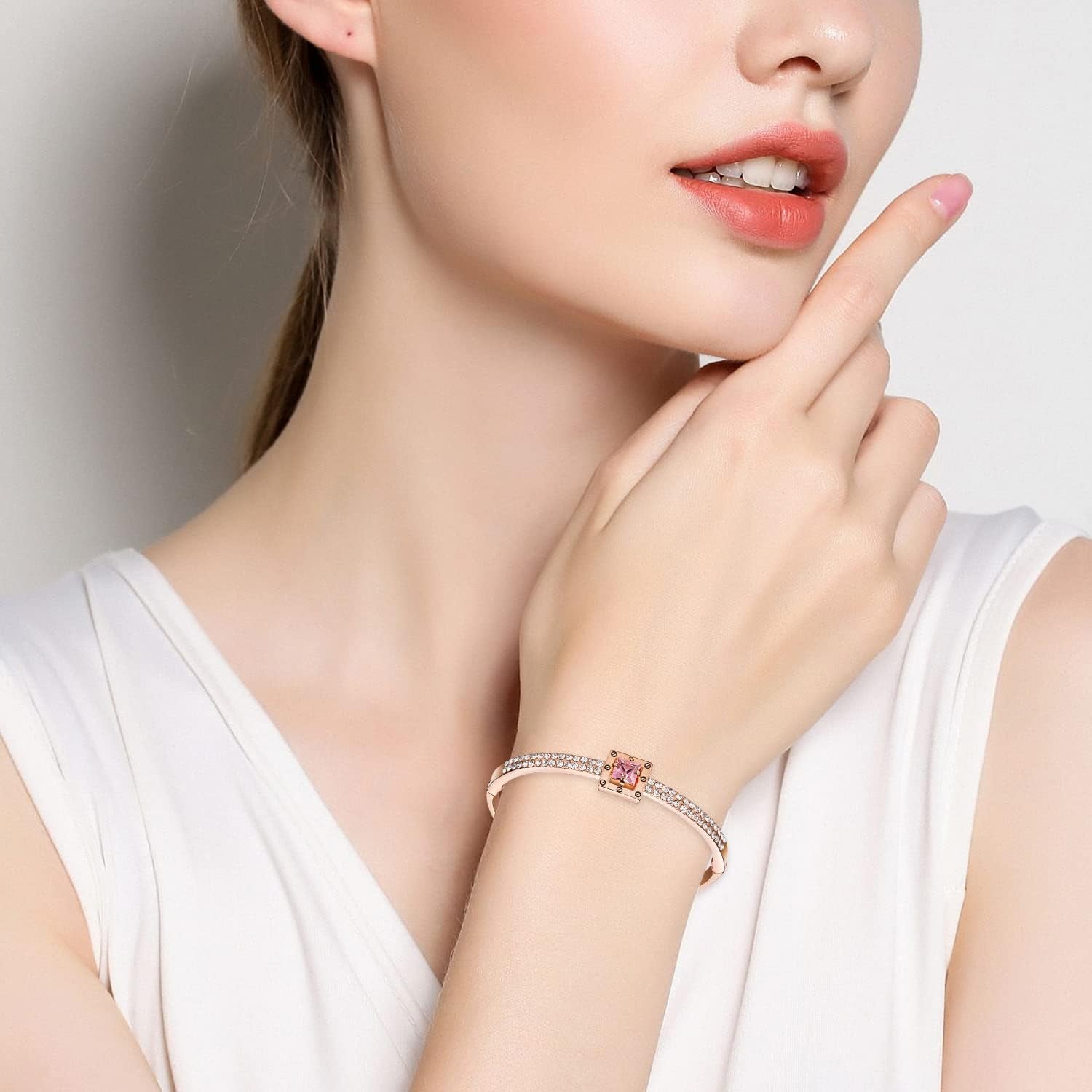 Fasion Jewelry Spiritual Guidance Bangle Bracelets for Women 18K Gold Plating Adjustable Bracelets with Crystal for Wife Girlfriend or Mothers,